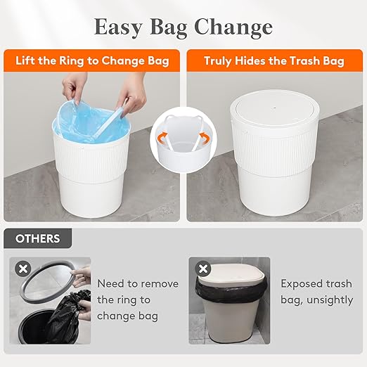Lifewit Trash Can with Pop-Up Lid, 2.6gal Small Hidden Garbage Can with Decorative Faux Plant, Dog Proof Plastic Waste Basket for Bedroom, Office, Living Room, Kitchen, Bathroom