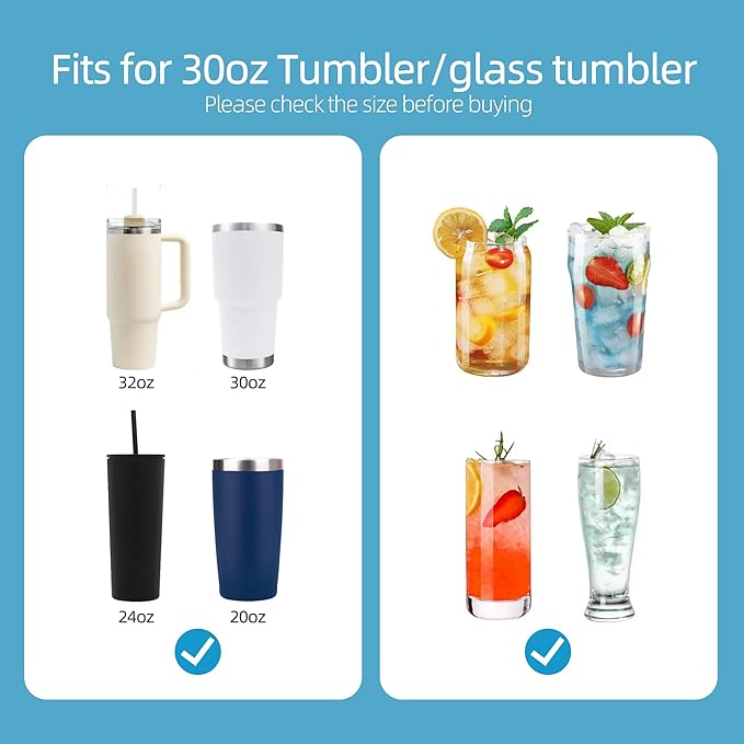 30 oz Stainless Metal Straws for 30 oz Stanley Tumbler, 6Pcs Reusable Straight Long Steel Straws with 12 Silicone Tips and 2 Straw Cleaning Brushes (6Color3, 30oz)