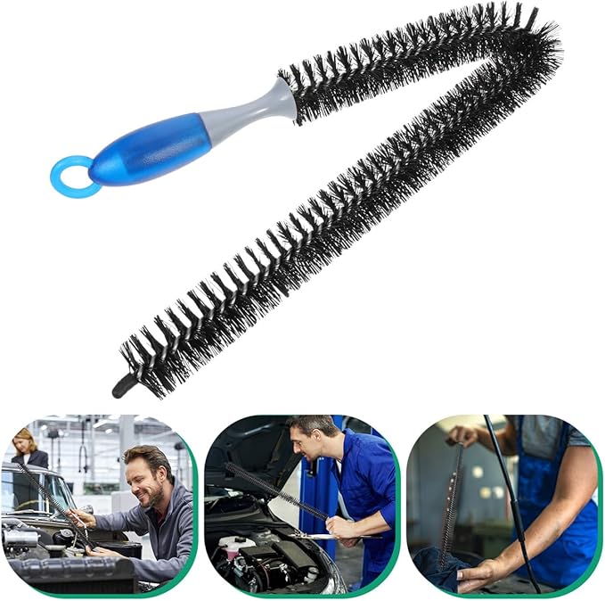 Radiator Brush Cleaner with Long Flexible Handle 29 Inch Engine Cleaning Brush for Automotive Radiator Dryer Vent and Refrigerator Coil Cleaning