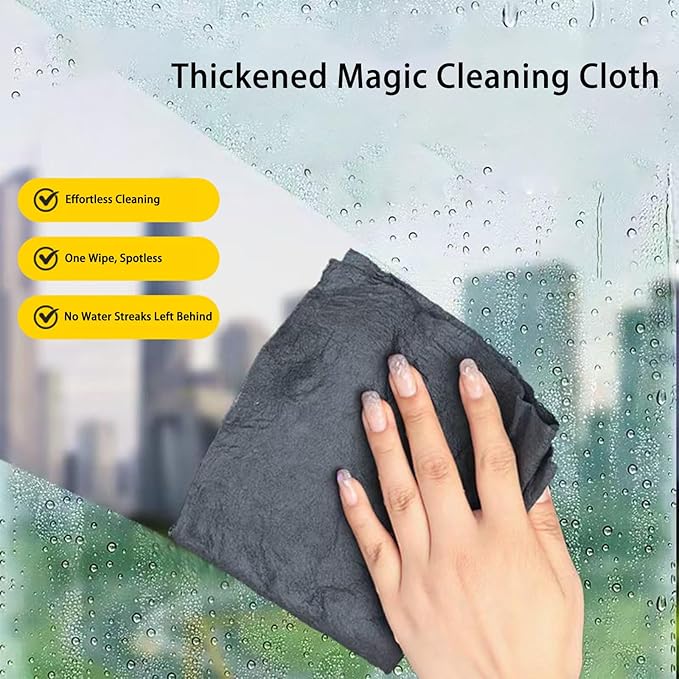 10 Pack Thickened Magic Cleaning Cloth 11.8"X11.8" Durable Magic Cloth Reusable Microfiber Rags Lint Free Streak Free for Windows Glass & Mirrors Dark Gray