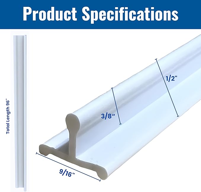 KC Hardware Vinyl Sliding Screen Door Track, Sliding Door Bottom Track Replacement, Patio Screen Door Guide -96 Inches -Pack of 2