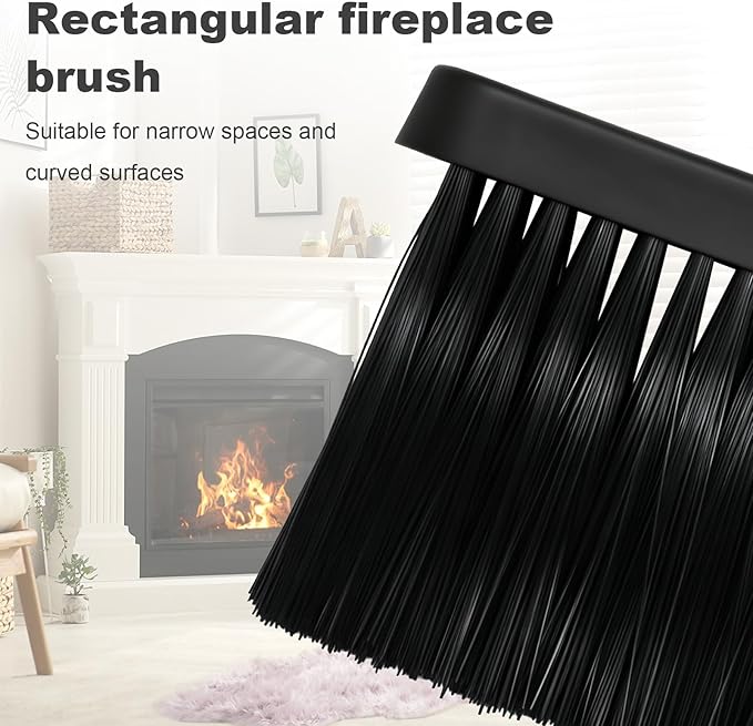 2 PCS Oblong Fireplace Brush, PP Fireplace Broom Replacement Head, Chimney Brush for Fireplace Cleaning Kit and Pellet Stove