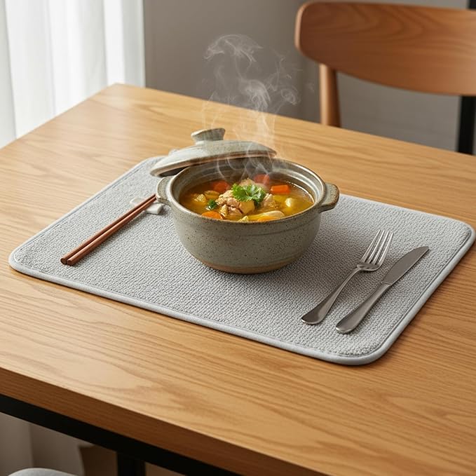 Microfiber Small Dish Drying Mat, 11.8x15.7 Inch Absorbent Dish Drainer Kitchen Counter Protector Gray Dishes Pad for Sinks Countertops Draining Racks