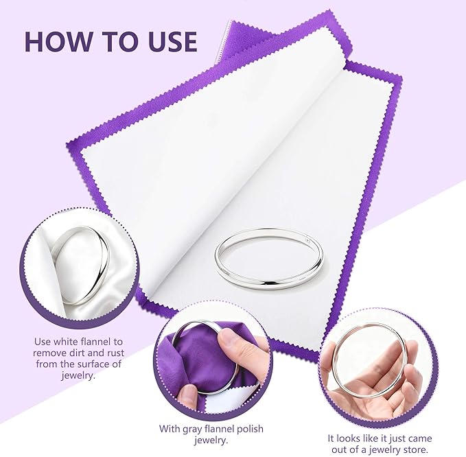 3PCS Silver polishing Cloths, 10 x 12.5 inches Four-Layer Double-Sided Jewelry Cleaning Cloth，Large polishing Cloth for Gold, Silver, Diamond, Platinum, Jewelry (2 PCS Purple and 1 PCS Gray)