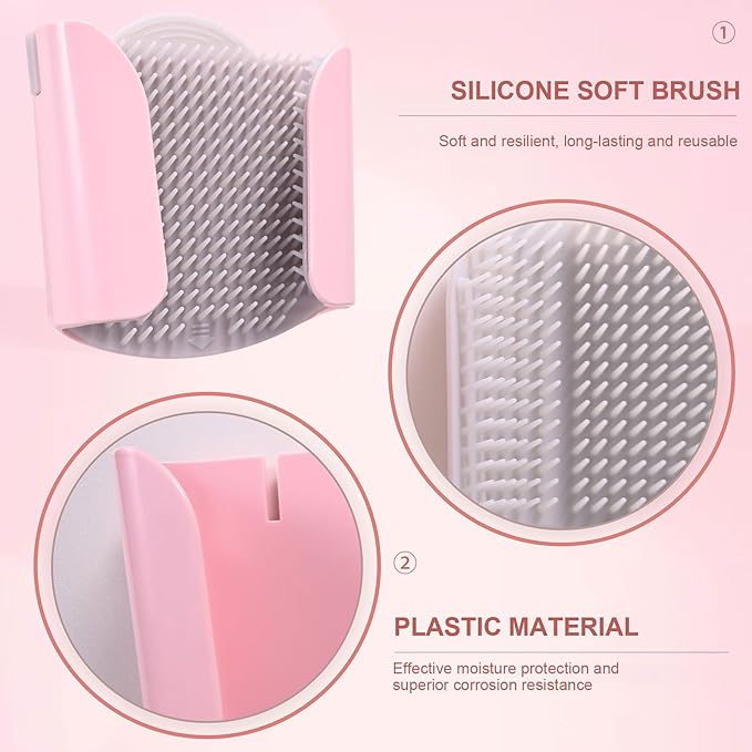 Shower Wall Hair Catcher - Reusable Hair Trap for Drain Protector, Hair Collector with Silicone Bristle, Shower Drain Hair Catcher for Bathroom Bathtub, Easy to Clean & Detachable, Pink