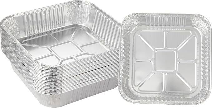 10pack- 8 x 8 Aluminum foil Pans Disposable Heavy Duty Square baking Cake Pan, Cooking Tins Homemade Breads Oven Pan, Baking cake Roasting Pans