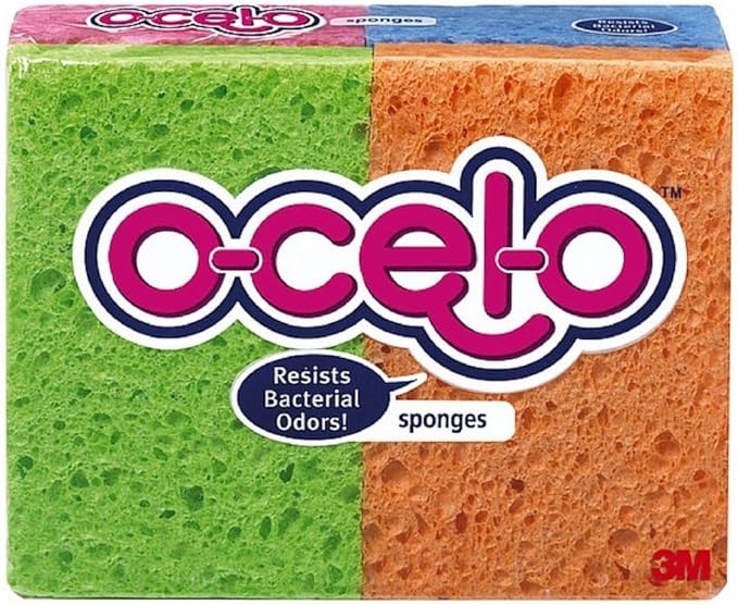 O-Cel-O Cellulose Sponges, Assorted Colors 4 ea (Pack of 6)