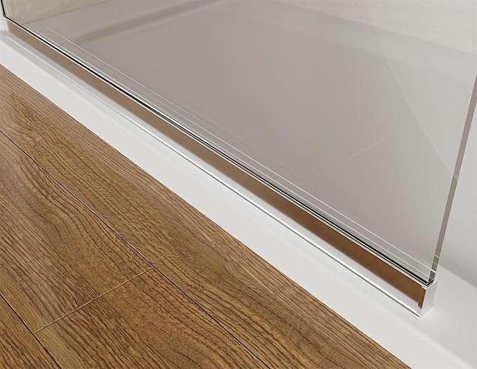 Shower Screen 36" x 76" Half Frameless Shower Wall Panel, Tempered Glass 3/8 inch, Easy to clean Coating, Fixed Glass Shower Door with Hardware (Middle Frosted Glass-Chrome)