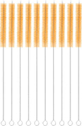 uxcell 10Pcs Drinking Straw Cleaning Brushes, 10" x 3/8" Nylon Bristles Long Straw Brush Pipe Cleaner for Washing Straws Pot Spout, Sippy Cup, Bottle and Tube (Yellow)