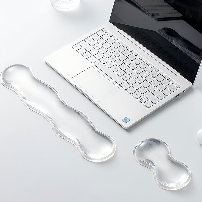 Gel Keyboard Wrist Rest Set, Clear Wrist Rest for Keyboard and Mouse, Ergonomic Keyboard Mouse Wrist Rest for Typing Pain Relief, Suitable for Office, Gaming, Computer, Laptop - Transparent