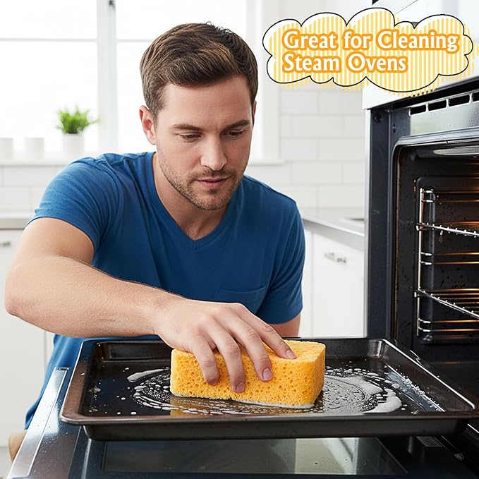 Large Sponge Non-Scratch, Super Absorbent Heavy Duty Large Sponges for Cleaning, Car Wash Sponge for Home/Kitchen/Boat Bail & Car Washing (5.71x3.54x1.38 Inch)