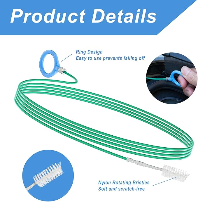 Auto Sunroof Drain Cleaning Tool 118 Inch with Stainless Steel Hinges & Eco POM, Flexible Scratch-Free Cleaner for Car Sunroof & Windshield Drain, Also for Fridge & Fish Tank & AC Drains Pipe