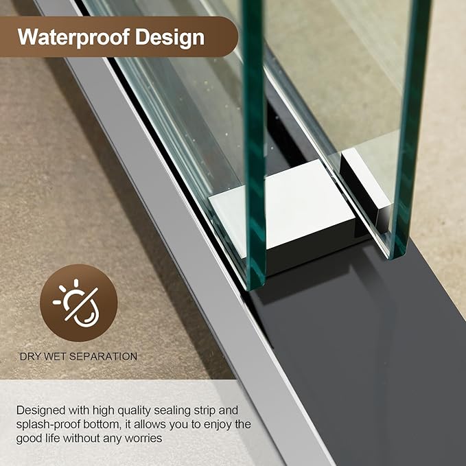 Paris Shower Door,60" W x 74" H Double Sliding Shower Door with 5/16"(8mm) Clear SGCC Tempered Glass,Bathroom Shower Door,Brushed Nickel