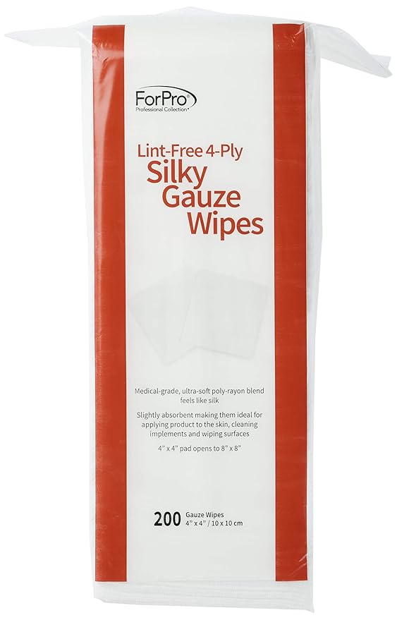 ForPro Professional Collection Lint-Free 4-Ply Silky Gauze Wipes, 100% Lint-Free, Ultra-Soft, for Product Application and Medical Care, 4” x 4”, 200 Count (Pack of 3)