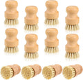 12 Packs Bamboo Dish Scrub Brushes, Wok Brush, Wooden Scrubbers Set Bamboo Scrub Brush Clean Pan for Kitchen Sink Cleaning Cast Iron Pots and Pans