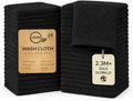 Softolle 100% Cotton Washcloths 24 Pack (12x12 Inches) Soft, Highly Absorbent Washcloth, Face Towels, Wash Cloths for Face, Ring Spun, Bulk Pack (Black)