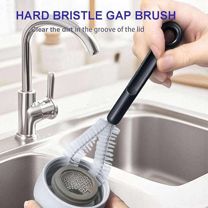 3-Pack Bottle Cleaning Brush Set - Water Bottle Brush, Straw Cleaner & Lid Brush for Baby Bottles, Travel Mugs, Wine Decanter, Narrow Spaces, Cup, Pipes & More