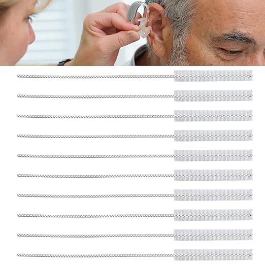 10 Pcs Hearing Aid Vent Tube Cleaning Brush, Professional Nylon Hair Hearing Aid Tube Cleaning Tool Accessory for Clean Small Holes or Pipes