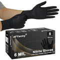 Disposable Nitrile Gloves, Chemical Resistant, Powder and Latex Free, Food Safe, Black Heavy Duty Gloves, 6 Mil, 100 Count, Small