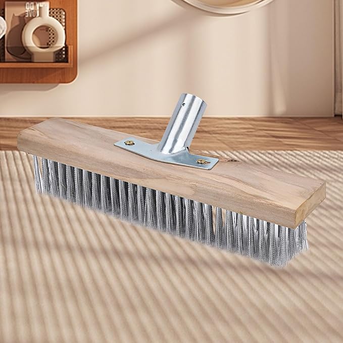 ZJchao Rough Stainless Steel Deck Scrubber Brush for Garages Concrete - Durable Heavy Duty Brush for Yards, Pools, Reservoirs - Fits All Surfaces