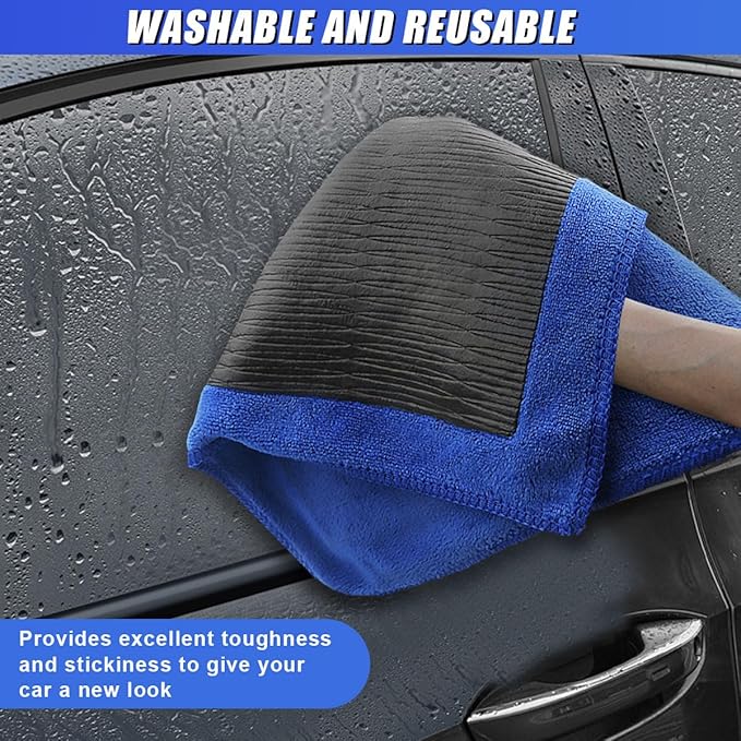 2PCS Clay Bar Towel for Auto Detailing, 12" x 12" Fine Grade Microfiber Car Chamois Towel, No-Scratch DIY Detail Clay Bar Alternative Cloth Mud Strip Cleaner Tool for Cars Detailing (2PCS)