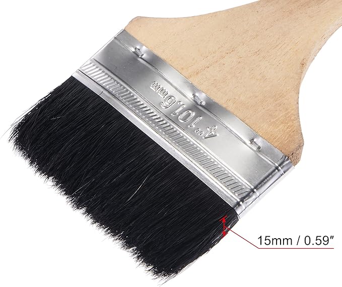 uxcell Bent Radiator Paint Brush 17" Length 4" Width Bristle with Long Wood Handle for Wall Treatment Black