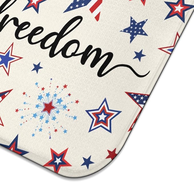 4th of July Dish Drying Mat for Kitchen Counter,Independence Day Stars Memorial Fallen Soldiers Microfiber Drying Mat, Washable Absorbent Patriot Kitchen Countertop Dish Mat Draining Mat 18×24Inch