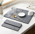 Large 4-Panel Stone Drying Mat for Kitchen Counter, 24"×16" , Foldable Diatomaceous Earth Dish Drying Mat, Quick-Dry ,Premium PU Leather Backing, Non-Slip, Kitchen Essentials