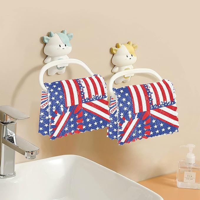 ALAZA Dish Towels 4th of July American Independence Day Dish Cloths Absorbent Lint Free Bar Tea Soft Towel Kitchen Accessories Set of 6, 11"x11"