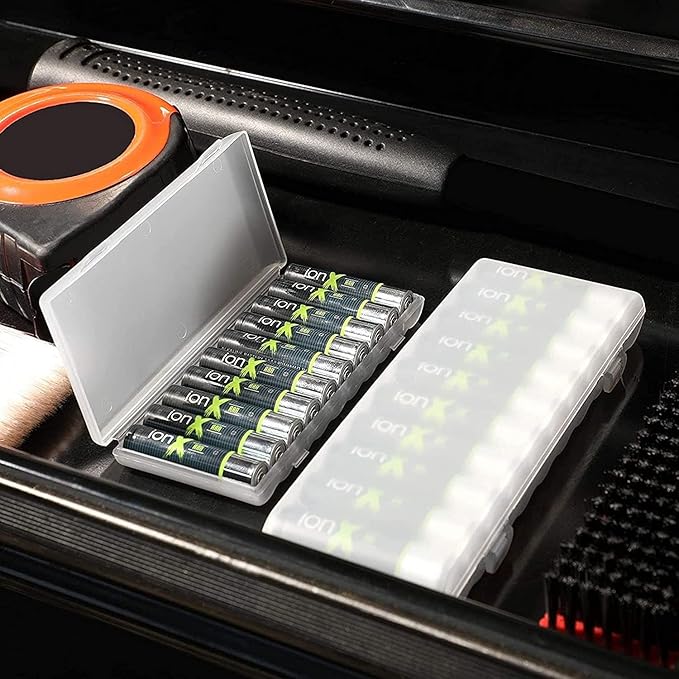 Fielect 8 x AA Battery Storage Case Holder Organizer Box Transparent
