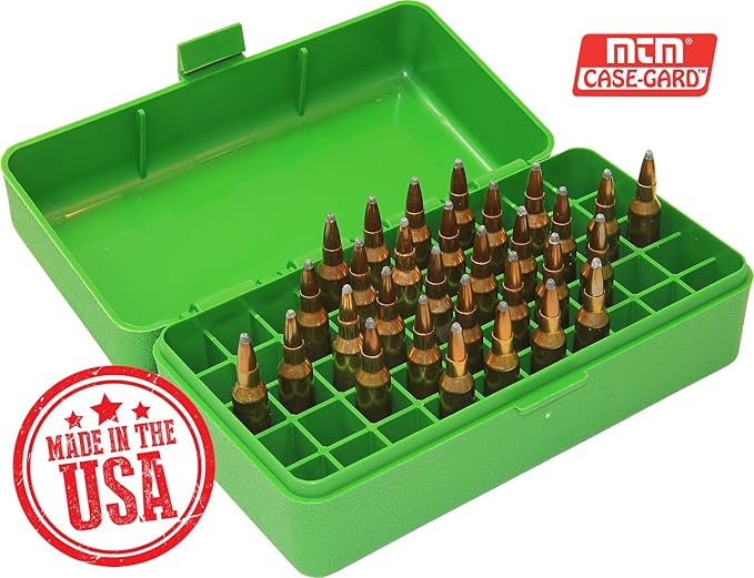 MTM 50 Round Flip-Top Rifle Ammo Box WSSM, 500 S&W (Green)
