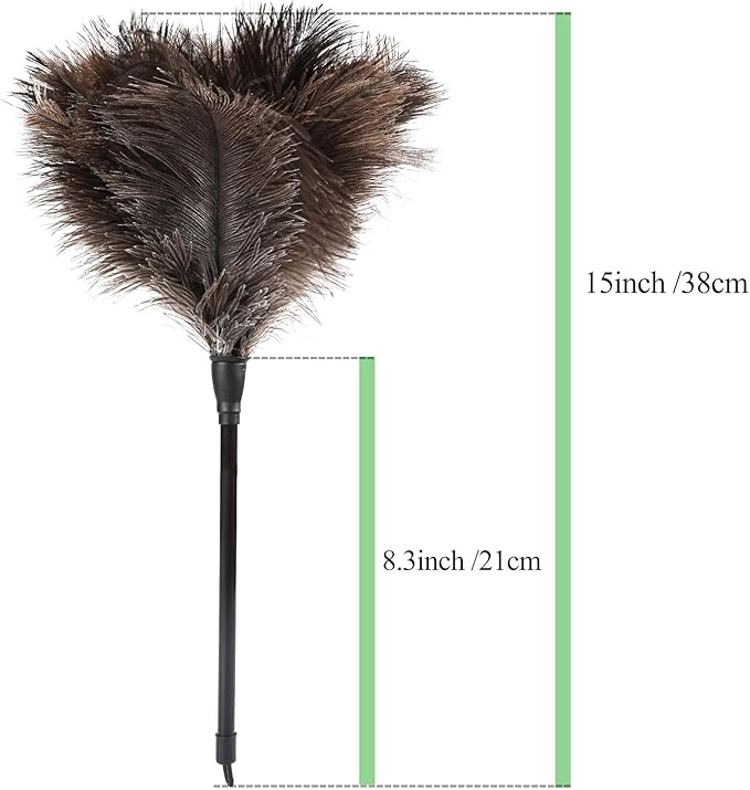Ostrich Feather Duster 15Inch Natural Fluffy Handheld Feather Dusters for Cleaning Keyboard Home Car Office (8PCS)