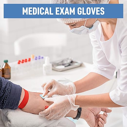 Powder Free Disposable Gloves X Large, [1000 Count] - 4 Mil Clear Vinyl Gloves- Extra Strong, 4 Mil Thick - Latex Free, Food Safe, Medical Exam Gloves, Cleaning Gloves - 10 Boxes of 100