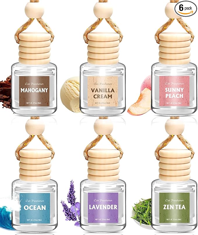 AROIC Car Air Freshener for Women, 6 Pack Air Freshener Diffuser, Hanging Air Fragrance Essential Oil Diffuser, Car Scents Accessories Cute Car Interior Decor, Romantic Valentines Day Gift for Her