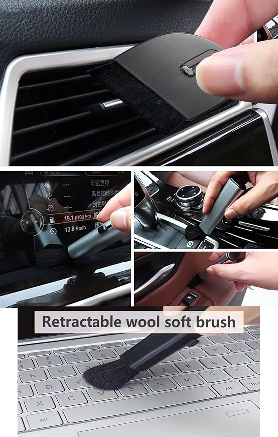 Laptop Keyboard Cleaning Brush, Nanxudyj Sliding Portable Multifunctional Laptop Keyboard Brush 2 Pack for Computers, Cell Phones, Cameras, Car Interiors, Home & Office Supplies and More (Black)