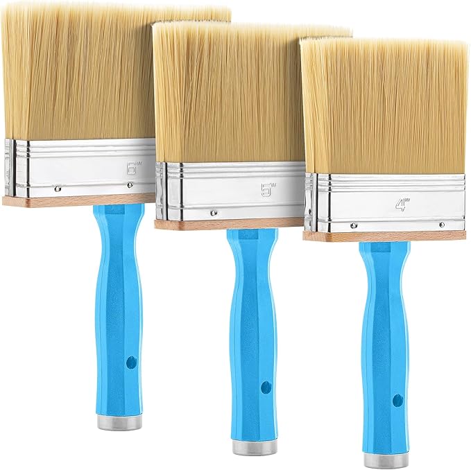 Bates- Deck Stain Brush Set, 3 Pack, 4”, 5” and 6”, Deck Stain Applicator, Stainless Steel Ferrule