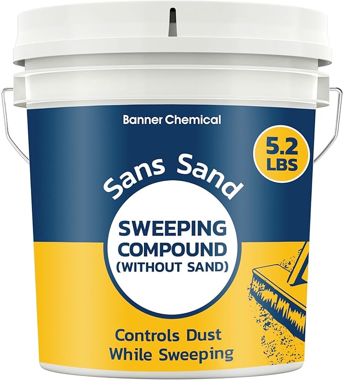 Sans Sand Gritless Sweeping Compound Without Sand – Effective Dust Control, Non Abrasive and Safe for Smooth, Finished & Polished Floors, Oil Free, Made in USA (5.2 lbs)