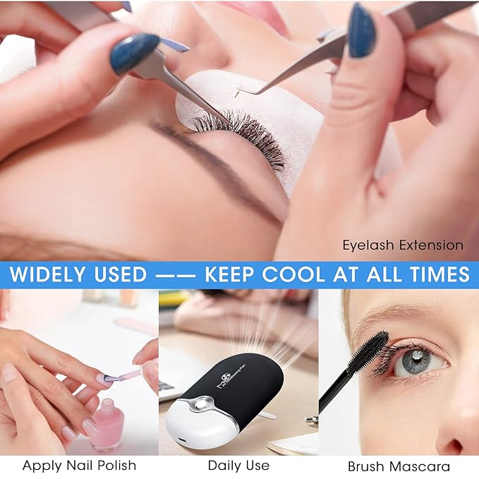 Lash Fan Eyelash Extension Supplies with USB Mini Portable Fans 3 Lash Shampoo Brush 50 Eyelash Mascara Brushes 1 Plastic Wash Bottle for Lash Extension（Black）