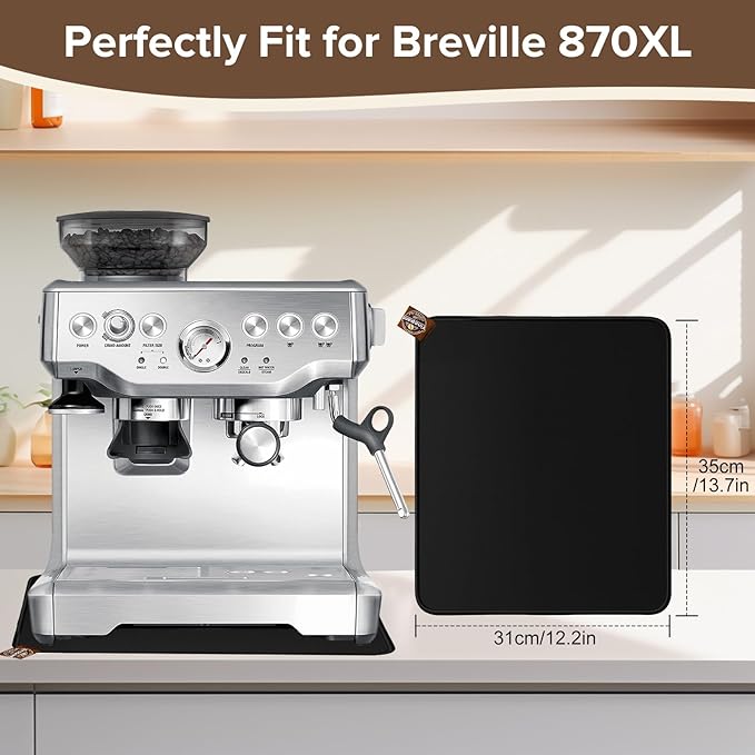 Sliding Mat for Breville Espresso Machine 870XL, Dual-Sided Design, Anti-Slip Glide Mat with Hanging Strap, Easy to Clean, Sturdy Pad for Breville Espresso Machine Accessories, Protects Countertop