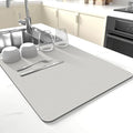 Dish Drying Mat for Kitchen Counter,Drying Mat for Dish Rack,Absorbent Hide Stain Rubber Mat,Coffee Mat, Kitchen Counter Mat (Light Gray, 18"x24")
