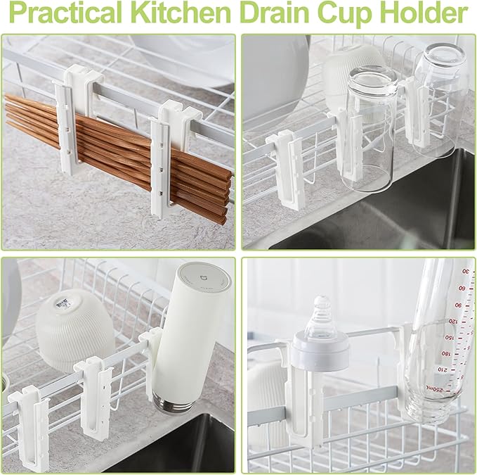 Cup Drying Hooks, 8Pcs Glass Bottle Drying Rack Hooks Shelf Basket Rack Hooks Bottle Drying Rack Stand Cup Holders for Dish Drainer Rack (White)