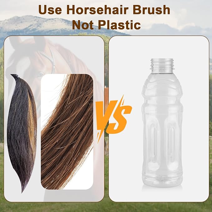 4-Piece 100% Horse Hair Shoe Brush Kit for Leather Care – Professional Dauber Applicators and Polishing Brushes with Cleaning Cloth for Leather Shoes, Boots, Bags, Jackets & Car Detailing