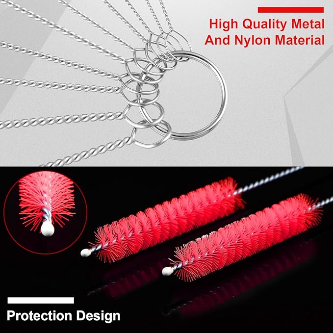 Reusable Straw Cleaning Brushes Bottle Test Tube Long Straw Cleaning Brush Nylon Washing Tool Reusable Bottle Brush in Different Size (White and Red)
