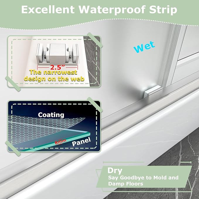 55"-60" W x 76" H Frameless Frosted Shower Door, Double Sliding Shower Door,5/16"(8mm) Tempered Glass,Sliding Shower Door with Explosion-Proof Film (Frosted Nickel 60" Wx76 H)
