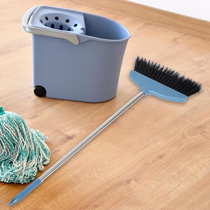 Soft Bristle Indoor Dust Broom with Stainless Steel Handle, Lightweight Kitchen Sweeping Broom for Household Cleaning, Non-Sticky Hair Floor Brush Suitable for Home and Office Use