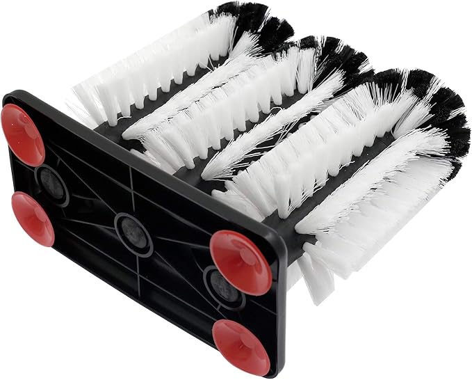 Glass Washer Brush Cleaner Bristle Brush with 3 Brushe Heads & Suction Base for Beer Cup, Long Leg Cup, Red Wine Glass and More Bar Kitchen Sink Home Tools