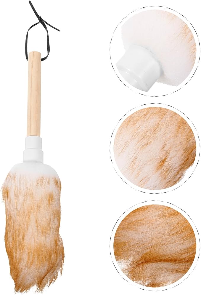 Wool Duster Small Size White with Metallic Tip, Washable Lambswool Cleaning Tool for Home and Car Dust Removal, Ceiling Fan and Interior Dust Cleaner