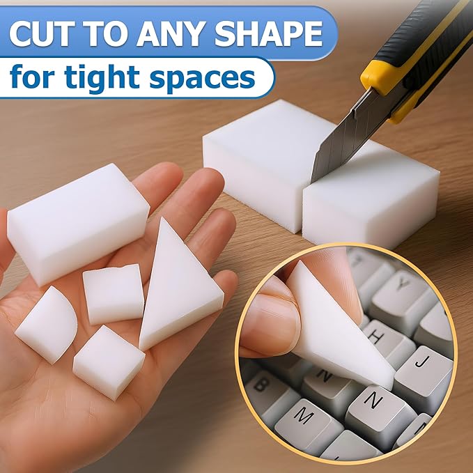 50 Pcs Melamine Sponges for Cleaning - White Magic Sponge, Convenient Cleaning Blocks (10x6x2 cm), Non-Scratch Design for Gentle Cleaning, Multipurpose Eraser Pads for Kitchen, Bathroom, and Walls