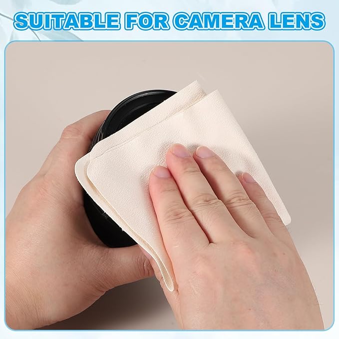 PATIKIL Glasses Cleaning Cloth 7.9" x 7.9", 6 Pcs Microfiber Eyeglasses Cleaner Cloths Soft Suede Wipe Screen for Camera Len Eyeglass Screens Phones Smart Devices, Beige