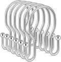 24 Pack Double Shower Curtain Hooks Rings, TENOVEL Double Sided Shower Curtain Hooks Rust Proof for Shower Curtain, Stainless Steel Bathroom Shower Hangers Rings for Shower Rods, Polished Chrome